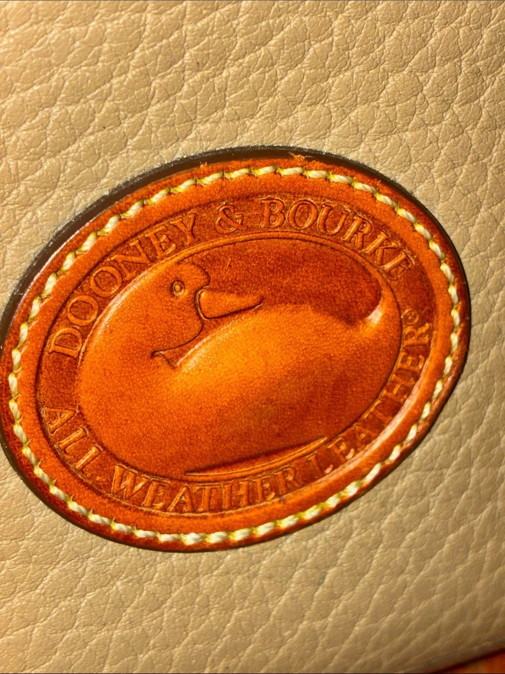 Dooney Bourke Satchel 2-Tone Pebble Leather, Tan/Taupe all weather bag, VTG EUC